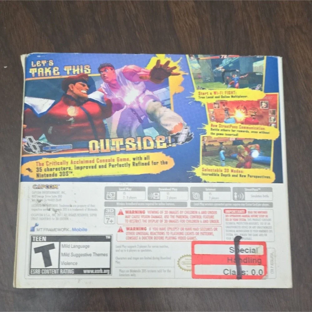 Capcom Super Street Fighter IV 3D Edition Nintendo 3DS Fighting Case Manual